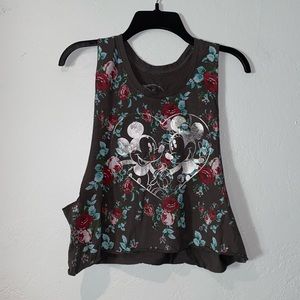 Disney Mickey And Minnie Floral Heart Crop Top